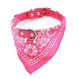 Pet Printing Scarf Collar Pet Adjustable Leather Strap Cloth Bib Bandana Tie Neck Decorations Rose Red 2.0x45cm