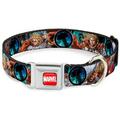 Marvel Comics Pet Collar Dog Collar Metal Seatbelt Buckle Astonishing Thor Poses Hammer Logo 15 to 24 Inches 1.0 Inch Wide