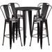 30'' Round Metal Indoor-Outdoor Bar Table Set with 4 Cafe Stools - 30"W x 30"D x 41"H