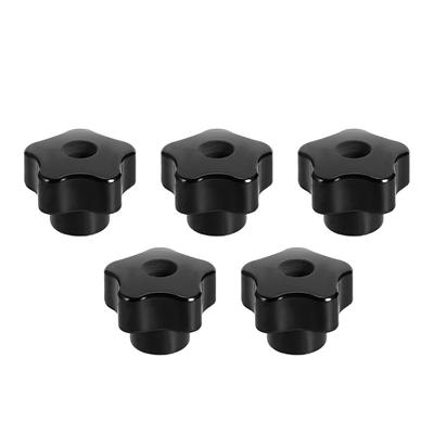 Star Knob Grip Handle M10 Diameter Insert Female Thread Set of 5 - Black