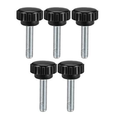 M6x30mm Male Thread Knurled Clamping Knobs Grip Thumb Screw on 5Pcs - Black,Silver Tone