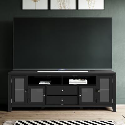 WYNDENHALL Essex SOLID WOOD 72 inch Wide Contemporary TV Media Stand For TVs up to 80 inches