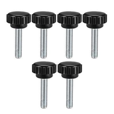 M6x30mm Male Thread Knurled Clamping Knobs Grip Thumb Screw on 6Pcs - Black,Silver Tone