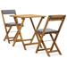 OWSOO 3 Piece Folding Bistro Set with Cushions Solid Acacia Wood