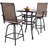 GoDecor Patio 3 Piece Patio Bar Set Brown 2 Piece Swivel Stools and Bistro Table