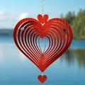 Wind Spinner Yard Art Garden Decor 3D Stainless Steel Metal Sculptures Kinetic Hanging Mothers Day Decorations Backyard Outside Indoor Outdoor Clearance Ornaments Gifts Red Love Heart Wind Catchers