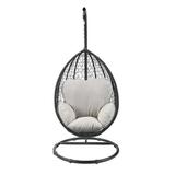 Oval Wicker Swing Chair with Mesh Pattern Black and Beige