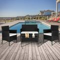 UBesGoo 4-Piece Outdoor Conversation Set PE Wicker with Cushions Rattan Patio Furniture Set w/ Glass Table Top Black