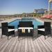 UBesGoo 4-Piece Outdoor Conversation Set PE Wicker with Cushions Rattan Patio Furniture Set w/ Glass Table Top Black