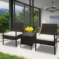 Patio Furniture Sets Clearance 3 Piece Wicker Patio Set With Glass Dining Table Modern Bistro Patio Set Rattan Chair Conversation Sets with Coffee Table for Backyard Porch Garden Poolside L4777