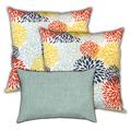 Joita Home Ice Blue Seas Indoor/Outdoor Pillow Set of 2 Large & 1 Lumbar Pillow Seafoam Orange Yellow