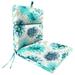 Jordan Manufacturing 44 x 22 Gardenia Seaglass Multicolor Floral Rectangular Outdoor Chair Cushion with Ties and Hanger Loop