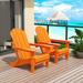 Westintrends 2 Pcs Outdoor Folding HDPE Adirondack Patio Chairs Weather Resistant Orange