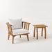 GDF Studio Simona Outdoor Acacia Wood Club Chair and Side Table Set Teak and White