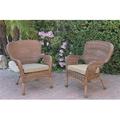 W00212-C-2-FS006 Windsor Honey Resin Wicker Chair with Tan Cushion - Set of 2