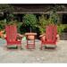 Outdoor Patio Garden Furniture 3-Piece Wood Adirondack Chair Set Weather Resistant Finish 2 Adirondack Chairs and 1 Side Table-Red