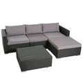 Home Loft Wicker and Metal 5 Piece Seating Sectional Set with Cushion