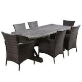 Morro Bay Outdoor 7 Piece Lightweight Concrete Dining Set Brown Black and Beige