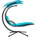 FDW Patio Chair Hanging Chaise Lounger Chair Floating Chaise Canopy Swing Lounge Chair Hammock Arc Stand Air Porch Stand (Blue)