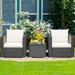 Gymax 3PCS Rattan Patio Conversation Furniture Set Outdoor Sofa Set w/ Cushions