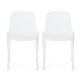 GDF Studio Edenton Outdoor Modern Stacking Dining Chair Set of 2 White