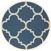 Safavieh Courtyard Becky Quatrefoil Indoor/Outdoor Area Rug 6 7 x 6 7 Round Navy/Beige