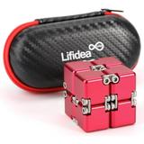 Lifidea Aluminum Alloy Metal Infinity Cube Fidget Cube (6 Colors) Handheld Fidget Toy Desk Toy with Cool Case Infinity Magic Cube Relieve Stress Anxiety ADHD OCD for Kids and Adults (Red)