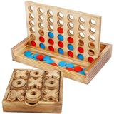Glintoper Tic Tac Toe & 4 in a Row Tables Game Set Classic Board Line Up 4 Game for Living Room Rustic Table Decor and Use as Game Top Wood Guest Room Decor Strategy Board Games for Families