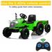 Ride on Tractor with Trailer 12V Battery Power Truck Electric Ride on Car Toy with 2 Speeds Agricultural Vehicle Toy for Kids 3 to 6 Years with MP3 Player LED Lights USB Port Radio K1014