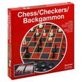 Pressman Chess / Checkers / Backgammon - 3 Games in One with Full Size Staunton Chess Pieces and Interlocking Checkers 15.62 x 8.00 x 1.50 Inches Redbox 3 in