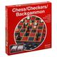 Pressman Chess / Checkers / Backgammon - 3 Games in One with Full Size Staunton Chess Pieces and Interlocking Checkers 15.62 x 8.00 x 1.50 Inches Redbox 3 in