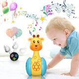 EIMELI Baby Toys for 6 Months Plus Musical Toys Cartoon Giraffe Zebra Tumbler Toys for Baby Toddlers Sound Toy with Music and LED Light Early Educational Toys Games Baby Gifts for Kids Boys Girls