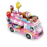 Hannah Girls Building Blocks Toys 553 PCS Ice Cream Truck Set 25 Models Pink Bricks Toys for 6 Year Old Girls STEM Toys Construction Building Bricks for Kids Gifts for 6-12 Year Old Girls