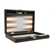 Silverman & Co. 13-inch Premium Backgammon Set - Travel Size - Black/Rum
