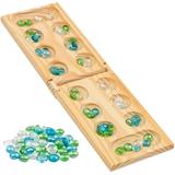 Regal Games Foldable Wooden Mancala Board Game with 48 Glass Stones for Ages 8 to Adult