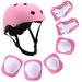 Szulight Kids Protective Gear Set Adjustable Helmet Knee Elbow Pads Wrist Guards Pads for 3-8 Years Toddler Boys Girls, Roller Skating Skateboard Scooter Cycling Bike. (Pink)