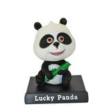 lucky Panda Bobble Head Figure Cell Phnone Holder Car Dashboard Office Home Accessories Ultra Detail Doll