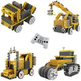 Ingenious Machines DIY RC Construction Vehicle Building Kit. 4 in 1 Creative Building Set inc Crane Forklift Bulldozer & Truck - Build Your Own RC Truck Toys for Kids