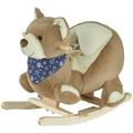 Qaba Baby Rocking Horse with Lullaby Riding Horse Bear Themed Plush Animal Rocker with Pedals for Ages 18-36 Months