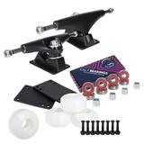 Cal 7 Skateboard Package Combo 5.25 In. Lightweight Aluminum Trucks 52 mm 99A Wheels Bearings and Steel Hardware Black Trucks White Wheels