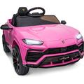 12V Kids Ride On Toy for Boys Girls Licensed Lamborghini Kids Ride Ons Car with Remote Control Battery Powered Kids Electric Car with 3 Speed LED Light MP3 Kids Electric Ride on Vehicles Pink