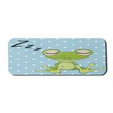 Cartoon Computer Mouse Pad Sleeping Prince Frog in a Cap Polka Dots Background Animal World Kids Design Rectangle Non-Slip Rubber Mousepad Large 31 x 12 Gaming Size Green Blue by Ambesonne