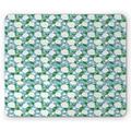 Floral Mouse Pad Refreshing Spring Flower Theme and Tiny Blue Sparrows Perching on the Flower Leaves Rectangle Non-Slip Rubber Mousepad Multicolor by Ambesonne