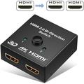 HDMI Switch 4K HDMI Splitter - Aluminum Bi-Directional HDMI Switcher 2 Input 1 Output HDMI Switch Splitter 2 x 1/1 x 2. No External Power Required Support 4K 3D HD 1080P for Xbox PS4 Roku HDTV