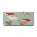 Christmas Computer Mouse Pad Merry Christmas Lettering with Funny Gift Santa and Deer Snowflakes Rectangle Non-Slip Rubber Mousepad X-Large 35 x 15 Almond Green Multicolor by Ambesonne