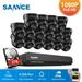 SANNCE 16CH DVR CCTV System 16PCS 2MP IP66 Waterproof Outdoor Security Dome Cameras 1080P HDMI TVI CCTV DVR 1280TVL Surveillance Kit with 2T HDD