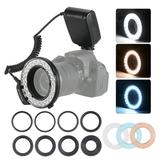HD-130 Macro LED Ring Flash Light LCD Display 3000-15000K GN46 Power Control with 3 Flash Diffusers 8 Adapter Rings for Canon Nikon Pentax Olympus Cameras