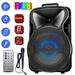 8 Portable LED PA Speaker System High Powered Bluetooth Speaker w/ USB SD MP3 FM Radio Black