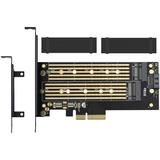 Dual M.2 PCIE Adapter for SATA or PCIE NVMe SSD with Advanced Heat Sink Solution M.2 SSD NVME (m Key) and SATA (b Key) 22110 2280 2260 2242 2230to PCI-e 3.0 x 4 Host Controller Expansion Card