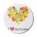 Saying Mouse Pad for Computers Colorful Seasonal Maple Leaves Group in Heart Shape with I Love Autumn Message Round Non-Slip Thick Rubber Modern Gaming Mousepad 8 Round Multicolor by Ambesonne